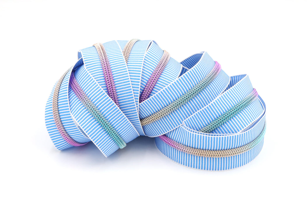 Turquoise Zebra Stripes- #5 Rainbow Nylon Coil Zipper Tape