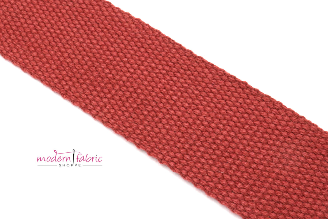 Brick Red Cotton 1 1/2 inch (38mm) width Webbing- by the yard