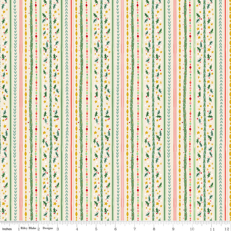 PRE-Order Carol by Jill Howarth- Winterberry Stripes SC19055 Ivory- Half Yard- May 2027