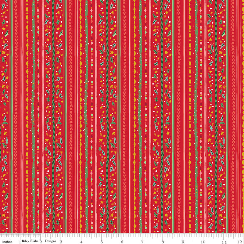 PRE-Order Carol by Jill Howarth- Winterberry Stripes SC19055 Red- Half Yard- May 2027