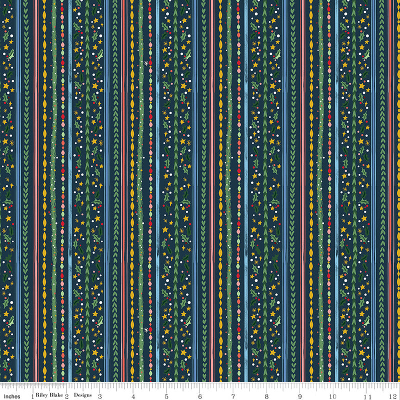 PRE-Order Carol by Jill Howarth- Winterberry Stripes SC19055 Twilight- Half Yard- May 2027