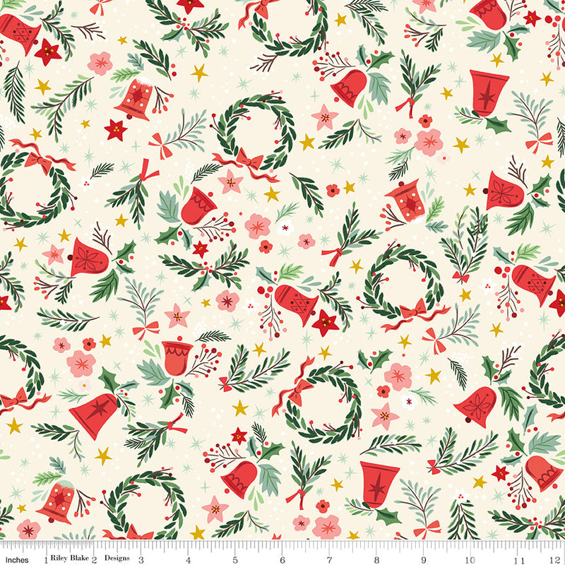 PRE-Order Carol by Jill Howarth- Berries and Boughs SC19056 Ivory- Half Yard- May 2027