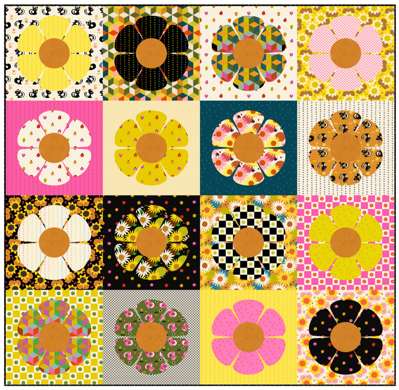 PRE-Order Alexia Marcelle Abegg- Retro Daisy Quilt Kit featuring Daisy Days- April 2027