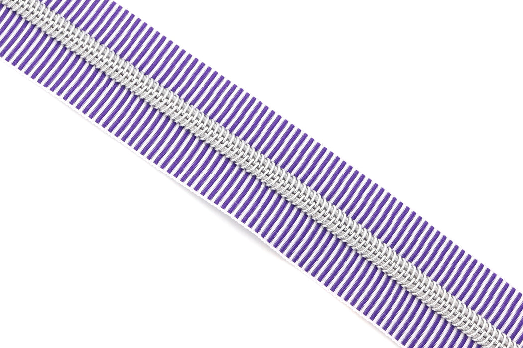 Purple Zebra Stripe- #5 Silver Nylon Coil Zipper Tape