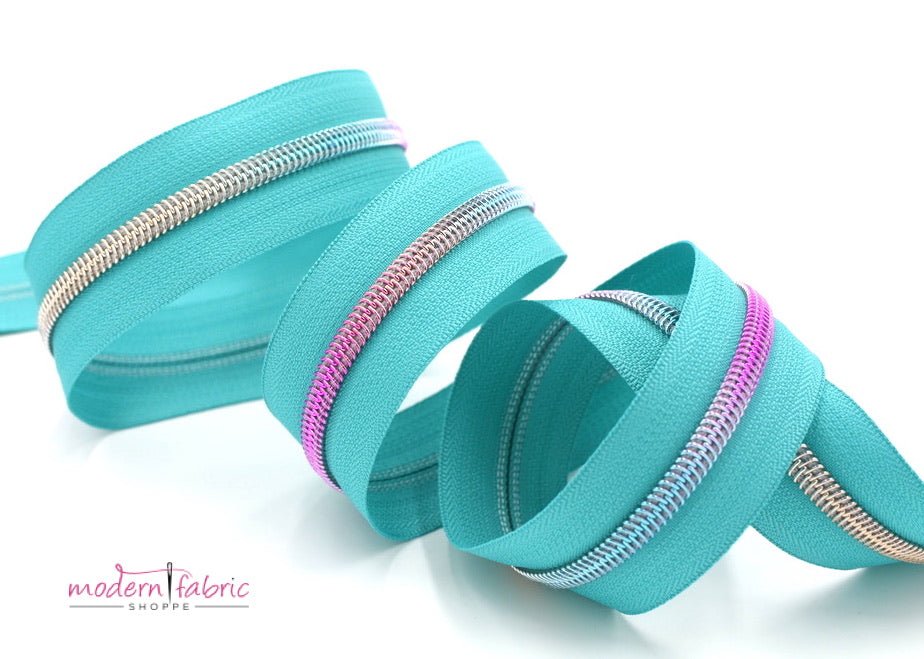 Teal- #5 Rainbow Nylon Coil Zipper Tape