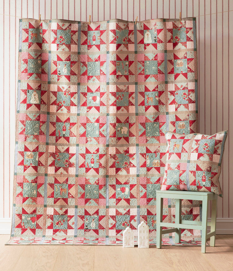 PRE-ORDER Tilda- Christmas Star Quilt Kit- Red/Duck egg featuring Merry Little Christmas- July 2027