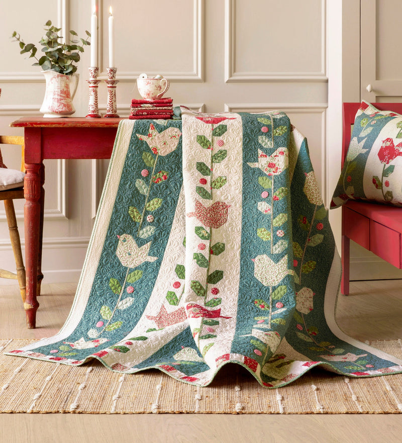 PRE-ORDER Tilda- Winter Birds Quilt Kit-Petrol featuring Merry Little Christmas- July 2027
