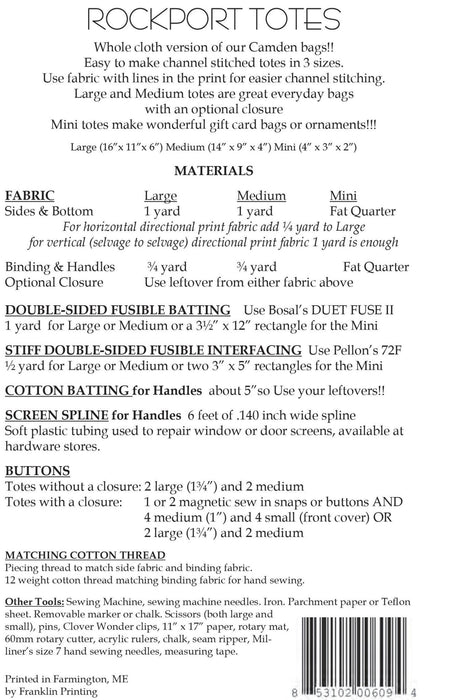 Aunties Two- Rockport Tote Pattern - Modern Fabric Shoppe