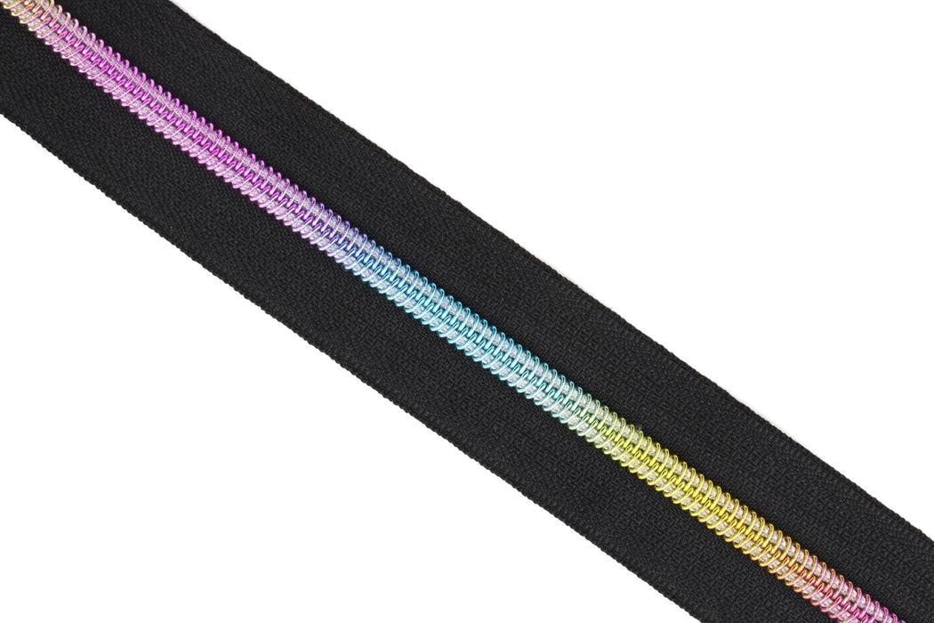 Black - #5 Rainbow Nylon Coil Zipper Tape - Modern Fabric Shoppe