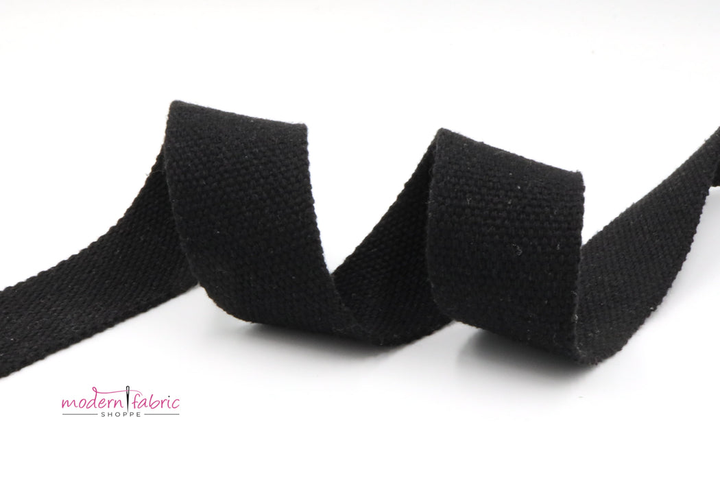 Black Cotton 1 1/2 inch (38mm) width Webbing- by the yard