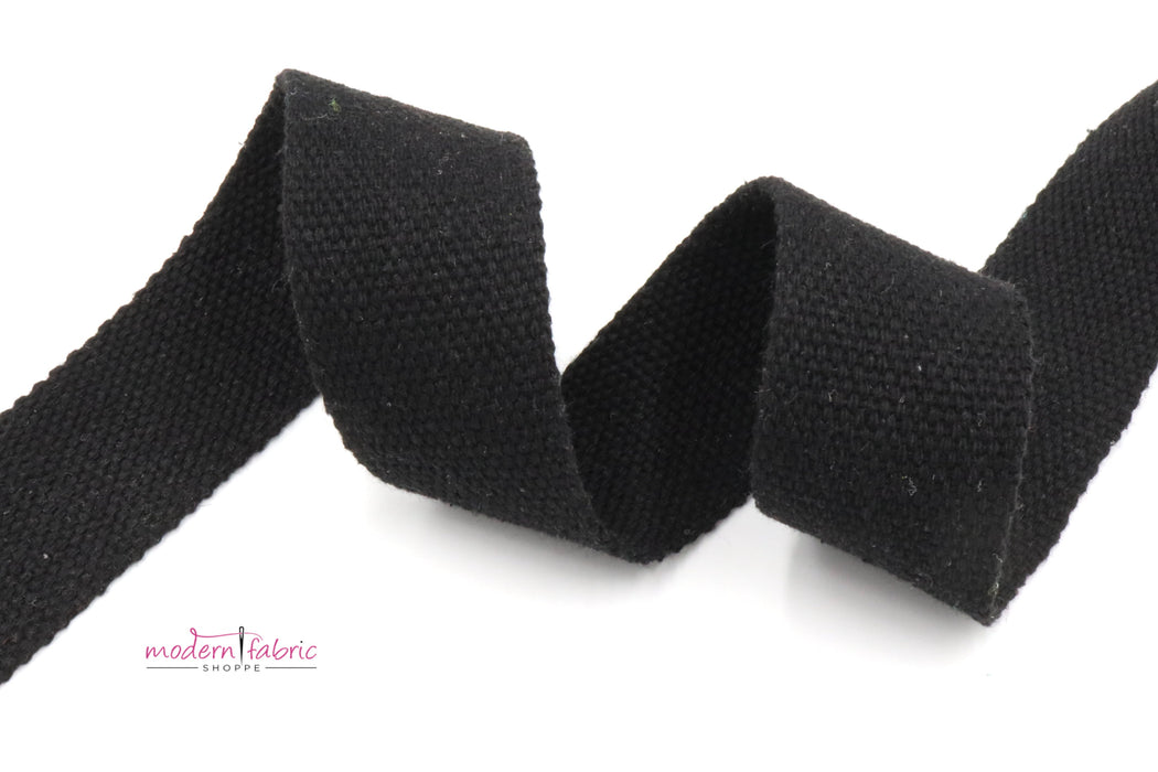 Black Cotton 1 1/2 inch (38mm) width Webbing- by the yard