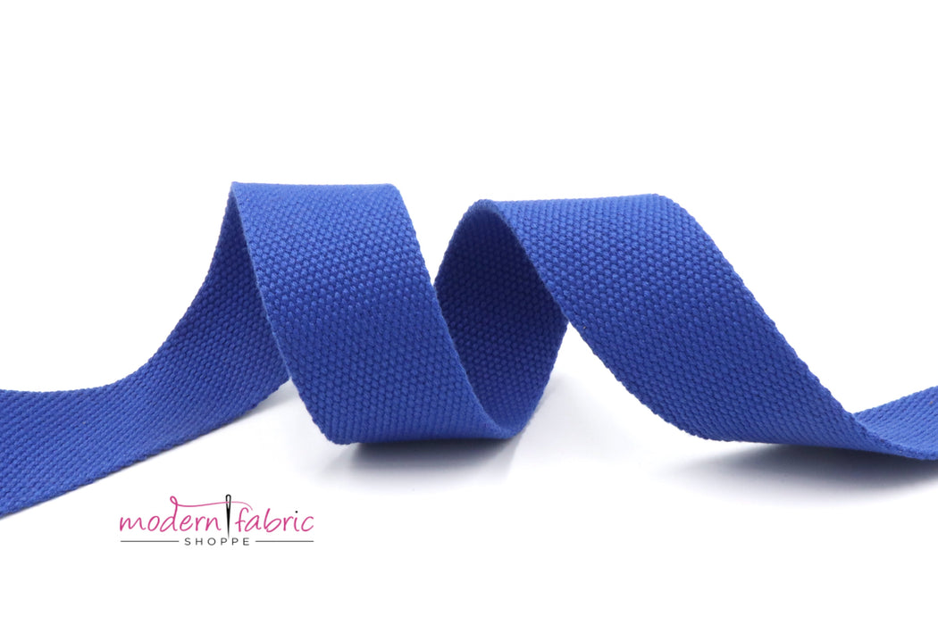 Blue Cotton 1 1/2 inch (38mm) width Webbing- by the yard