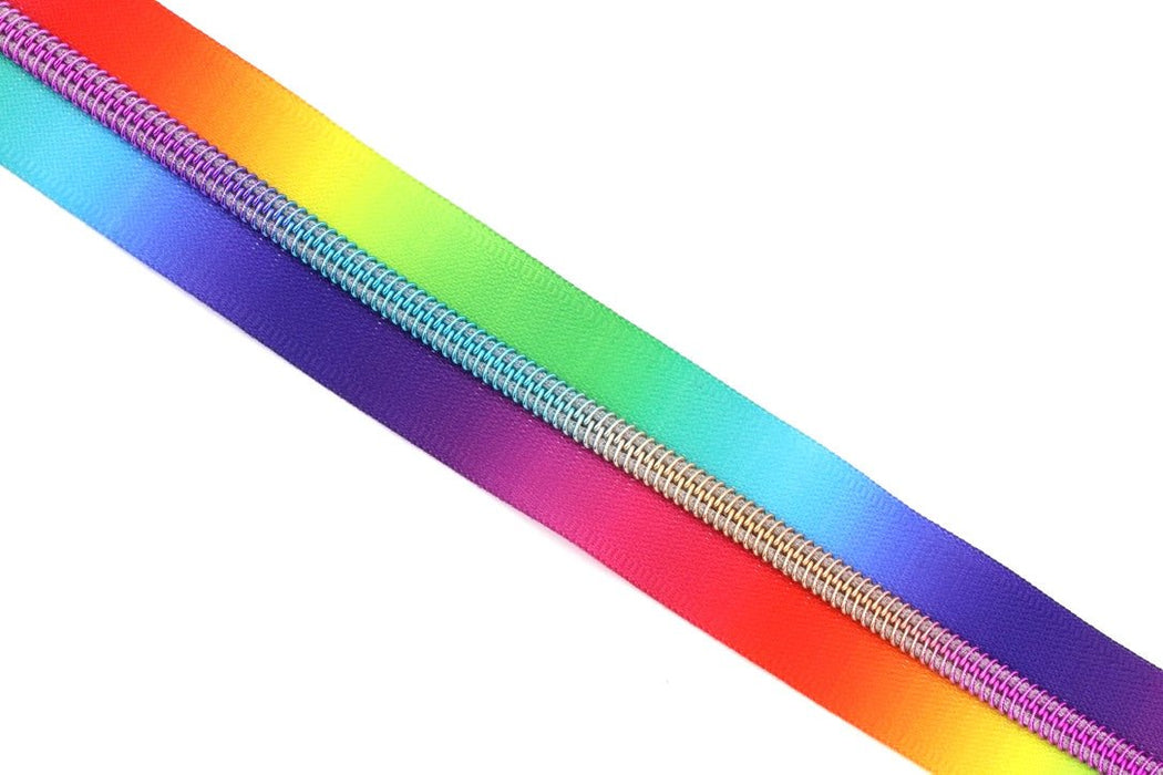 Bright Rainbow- #5 Rainbow Nylon Coil Zipper Tape - Modern Fabric Shoppe