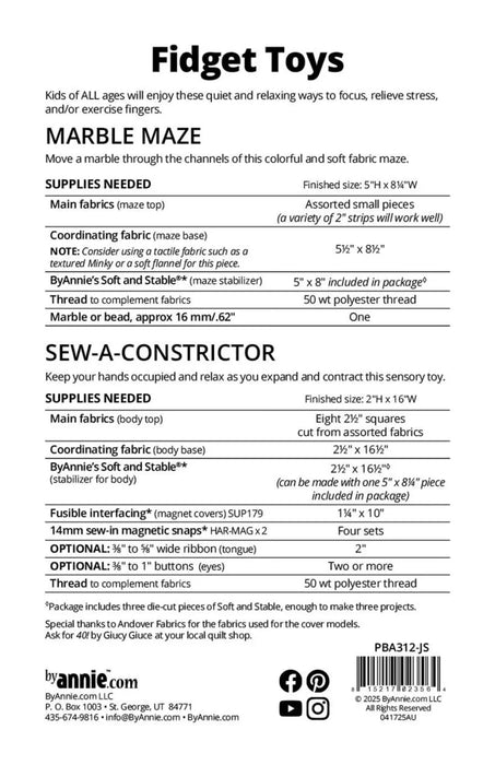 By Annie - Fidget Toys Jump Starters Pattern - Modern Fabric Shoppe