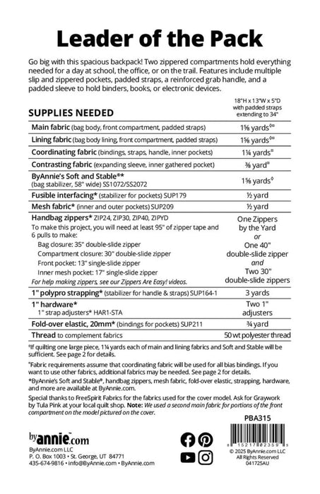 By Annie - Leader of the Pack Pattern - Modern Fabric Shoppe