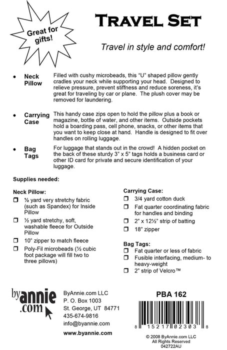 By Annie - Travel Set Pattern - Modern Fabric Shoppe