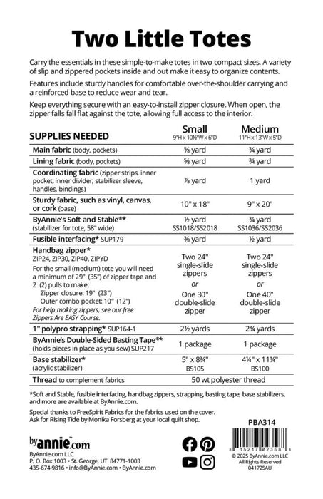 By Annie - Two Little Totes Pattern - Modern Fabric Shoppe