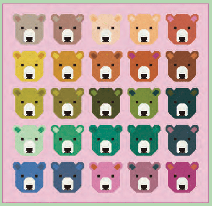 Elizabeth Hartman - Bjorn Bear Quilt Kit - Light Version featuring Bella Solids - November 2025 - Modern Fabric Shoppe