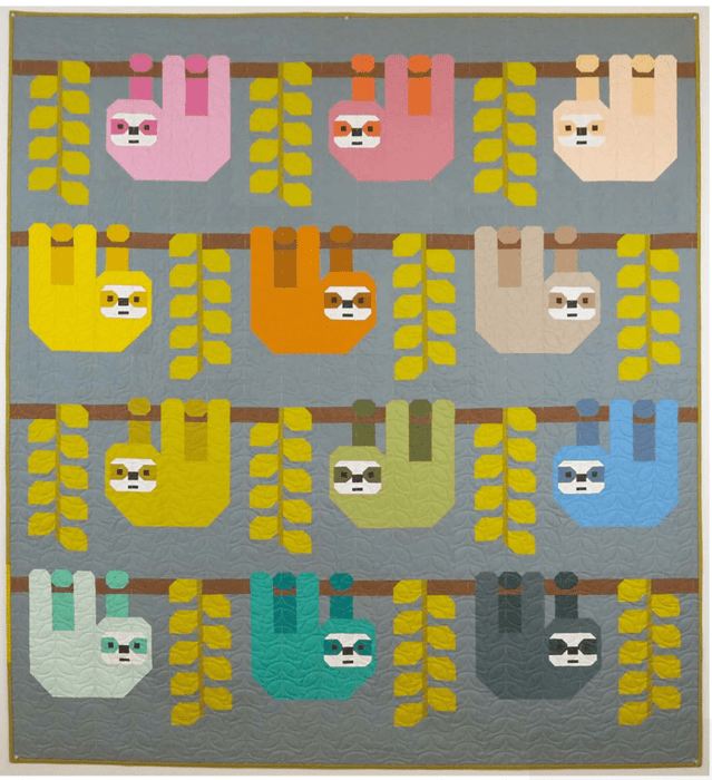 Elizabeth Hartman - Snuggly Sloth Quilt Kit - featuring Bella Solids - November 2025 - Modern Fabric Shoppe