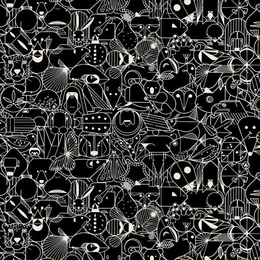 End Papers Vol. 2 by Charley Harper - CH - 300 - BLACK Half Yard - Modern Fabric Shoppe