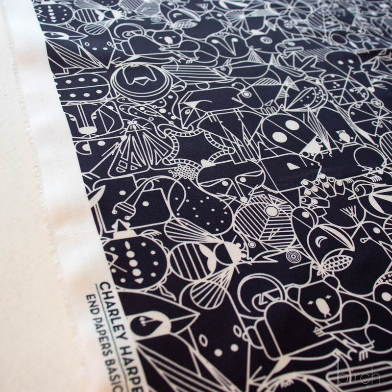 End Papers Vol. 2 by Charley Harper - CH - 300 - BLACK Half Yard - Modern Fabric Shoppe