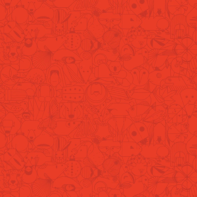 End Papers Vol. 2 by Charley Harper - CH - 300 - CARDINAL Half Yard - Modern Fabric Shoppe