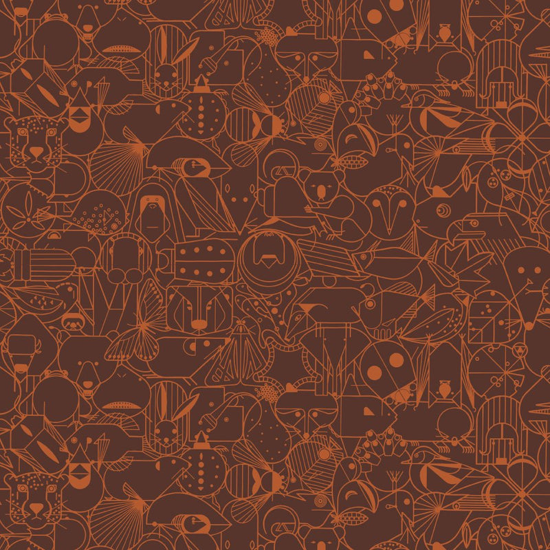 End Papers Vol. 2 by Charley Harper - CH - 300 - EARTH Half Yard - Modern Fabric Shoppe