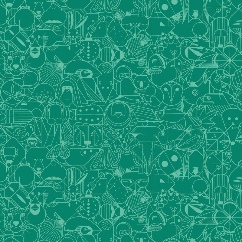 End Papers Vol. 2 by Charley Harper - CH - 300 - LAGOON Half Yard - Modern Fabric Shoppe