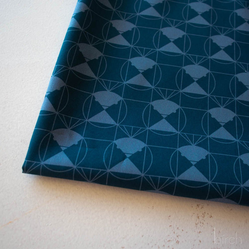 End Papers Vol. 2 by Charley Harper - Chickadee CH - 436 - DENIM Half Yard - Modern Fabric Shoppe