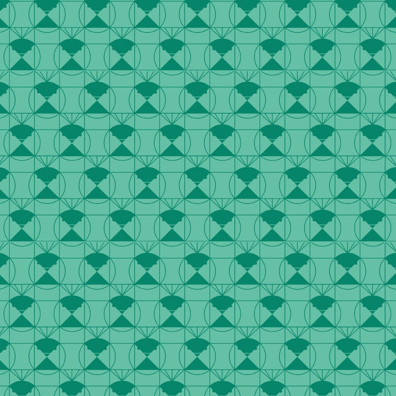 End Papers Vol. 2 by Charley Harper - Chickadee CH - 436 - LAGOON Half Yard - Modern Fabric Shoppe