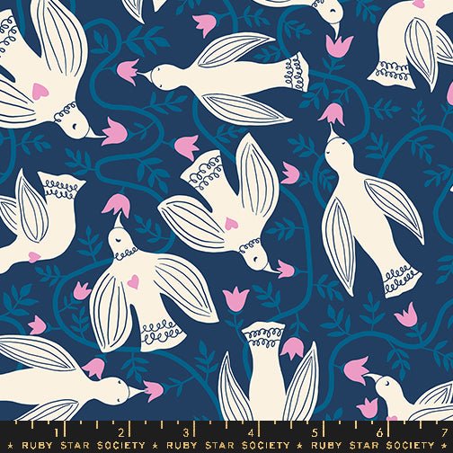 Endpaper by Jen Hewitt - Hummingbirds RS 6040 15 - Bluebell - Half Yard - November 2024 - Modern Fabric Shoppe