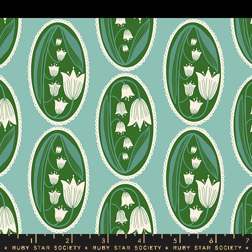 Endpaper by Jen Hewitt - Lily of the Valley Cameo RS 6042 14 - Water - Half Yard - November 2024 - Modern Fabric Shoppe