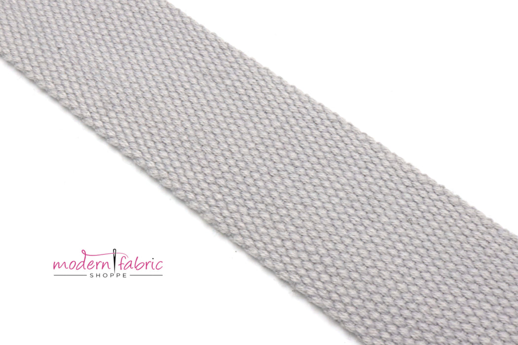 Light Grey Cotton 1 1/2 inch (38mm) width Webbing- by the yard