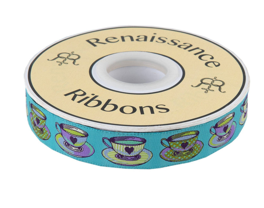 Tula Pink Curiouser, Tea Time Large Blue  1-1/2" Ribbon