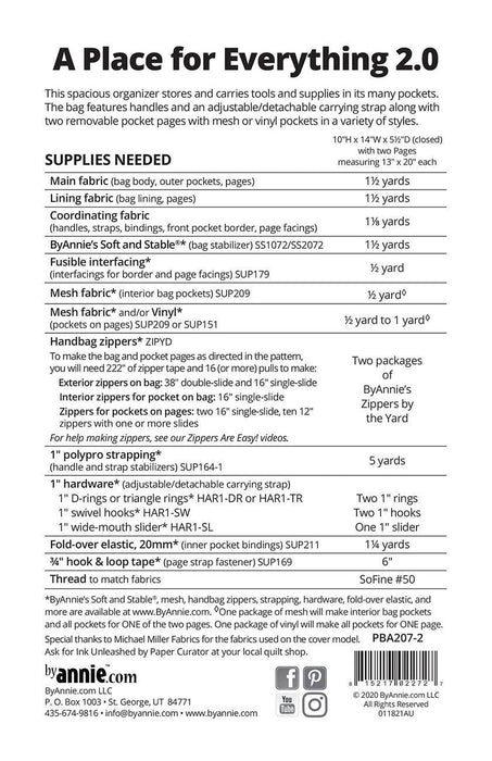 By Annie- A Place for Everything 2.0 Pattern