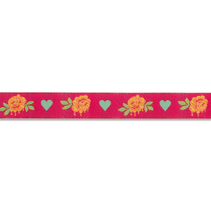 Tula Pink Curiouser, Painted Rose Ribbon Wonder Pink 5/8"