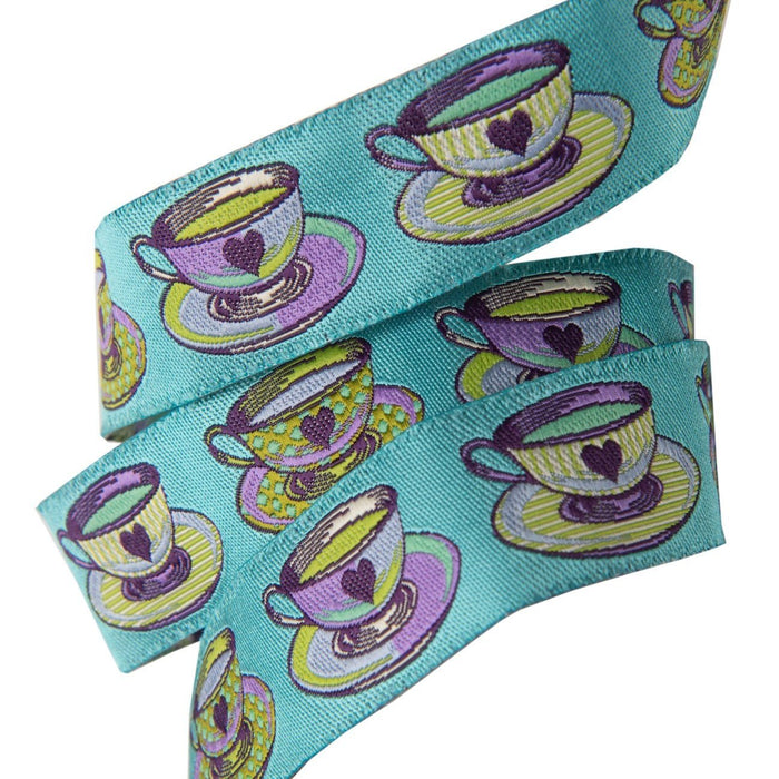 Tula Pink Curiouser, Tea Time Large Blue  1-1/2" Ribbon