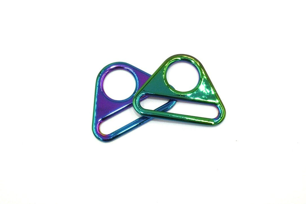 Rainbow Iridescent 1 1/2 inch (38mm) Triangle Ring- Set of 2