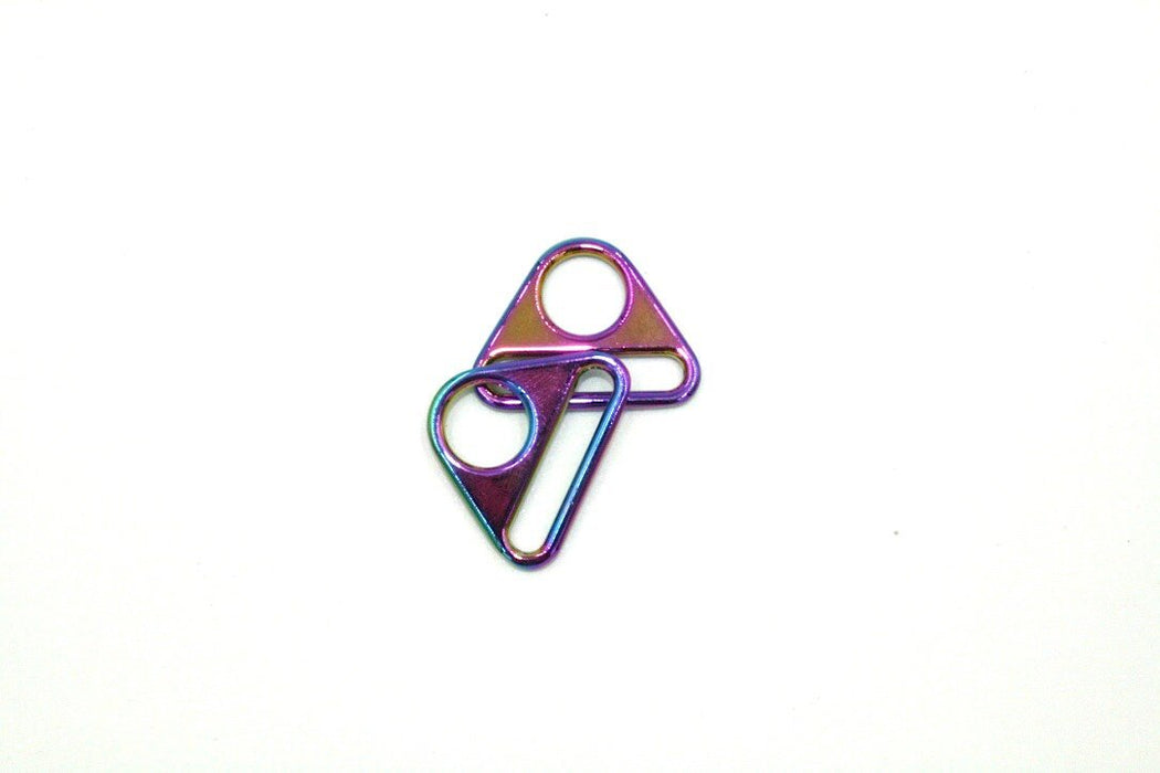 Rainbow Iridescent 1 1/2 inch (38mm) Triangle Ring- Set of 2