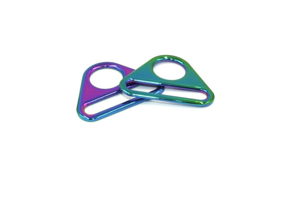 Rainbow Iridescent 1 1/2 inch (38mm) Triangle Ring- Set of 2