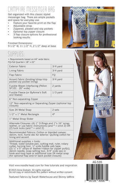 Noodlehead Campfire Messenger Bag- Classic bag with Pockets