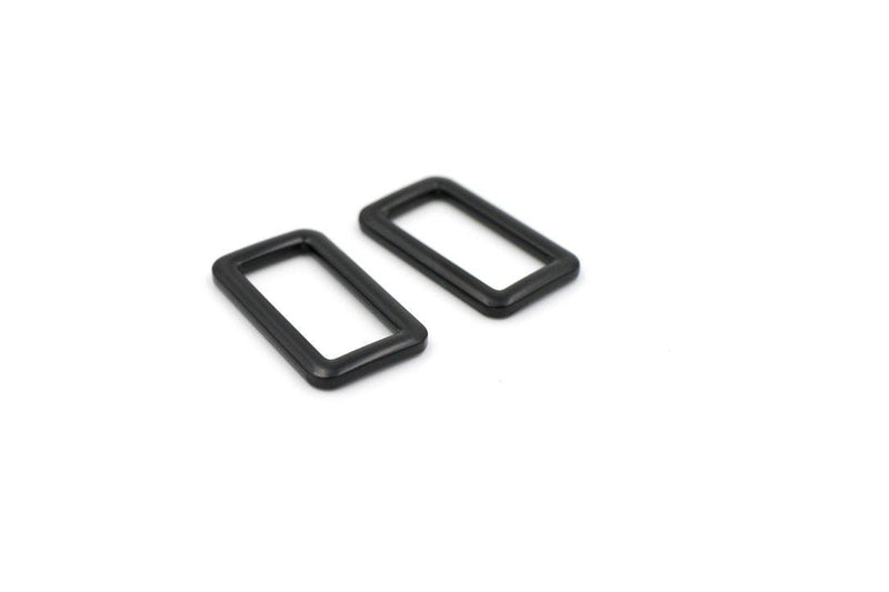 Matte Black 1 inch (25mm) Rectangle Ring- Set of 2