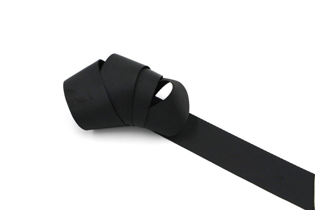 Black 1 inch (25mm) width Nylon Webbing-  by the yard