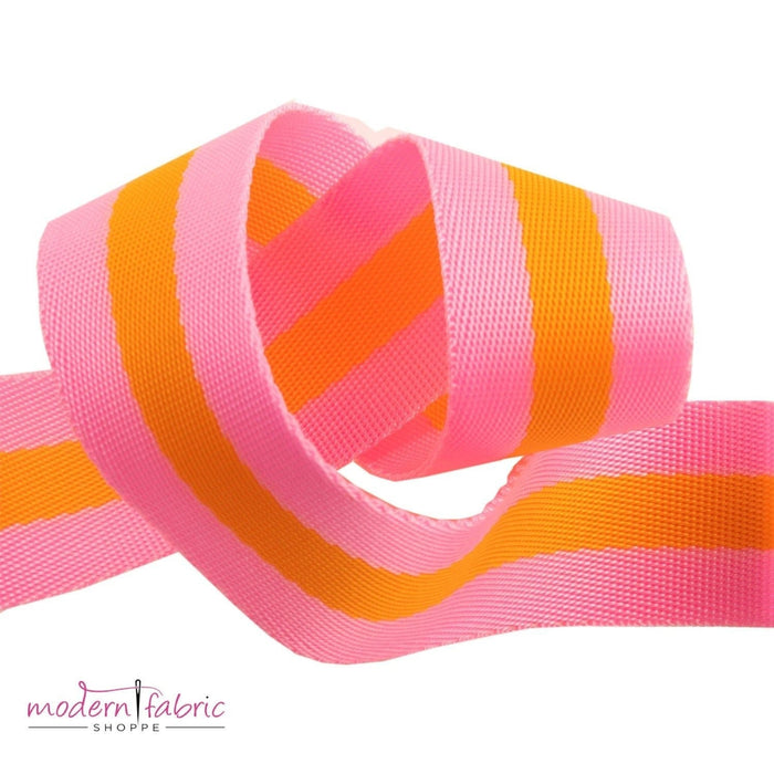 Tula Pink Webbing 1-1/2" (38mm) wide, Pink and Orange