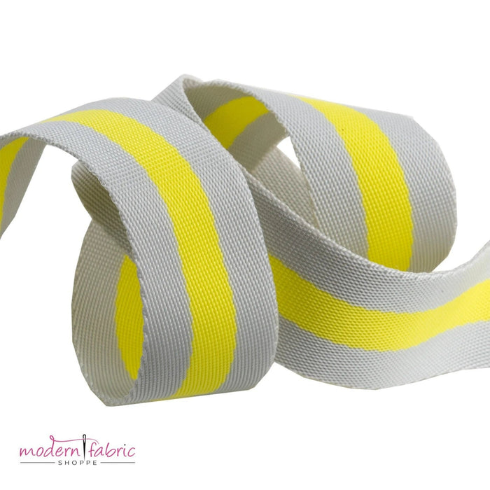 Tula Pink Webbing 1-1/2" (38mm) wide, Grey and Lime