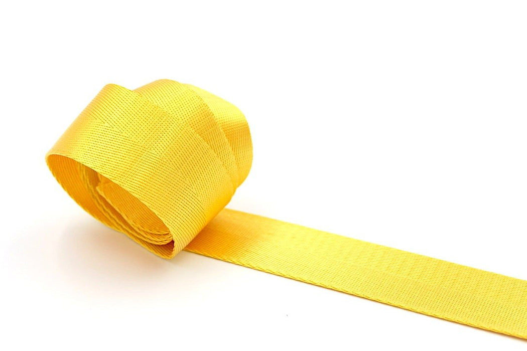 Bright Yellow Herringbone 1.5 inch (38mm) width Nylon Webbing- by the yard