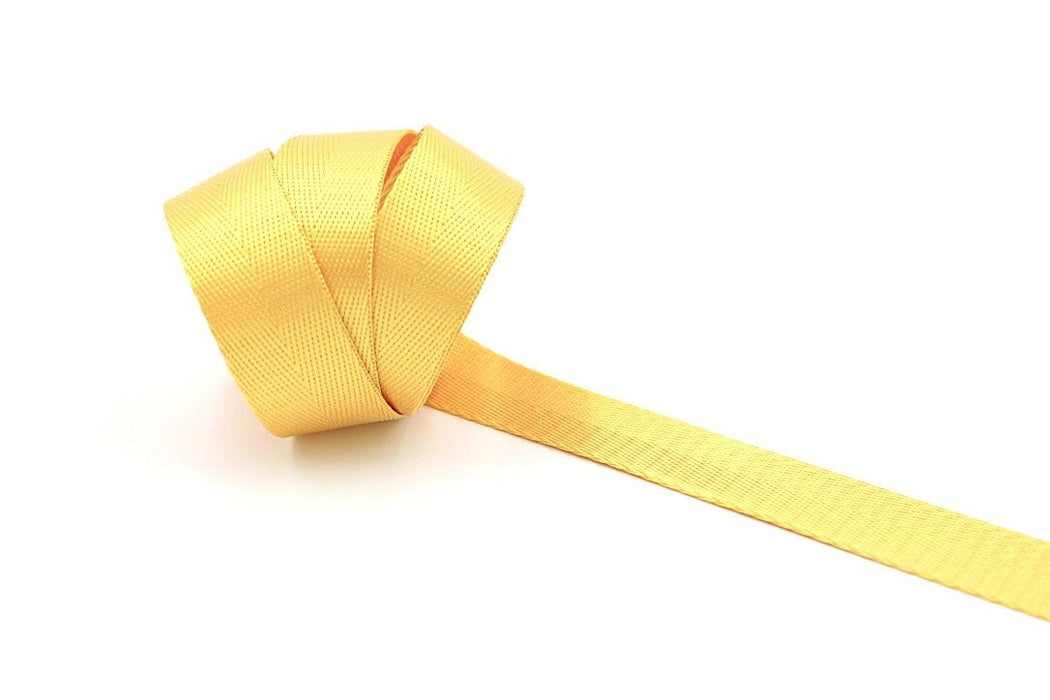 Bright Yellow Herringbone 1 inch (25mm) width Nylon Webbing- by the yard