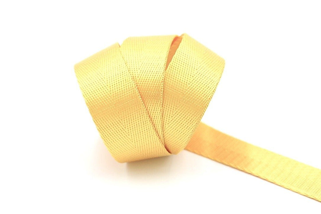 Bright Yellow Herringbone 1 inch (25mm) width Nylon Webbing- by the yard