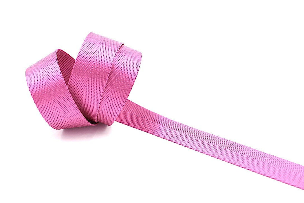 Hot Pink Herringbone 1 inch (25mm) width Nylon Webbing- by the yard.