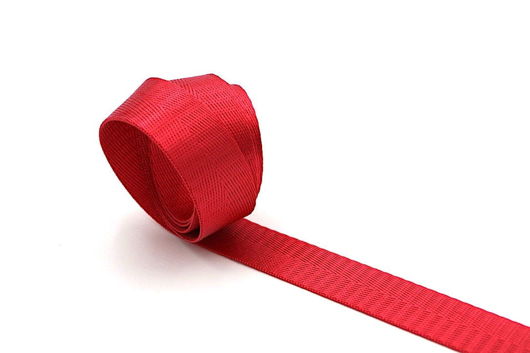 Red Herringbone 1 inch (25mm) width Nylon Webbing- Strapping  by the yard